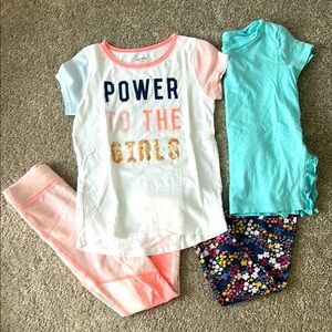 Carters Girls clothing bundle 2 leggings with matching tops size 7
